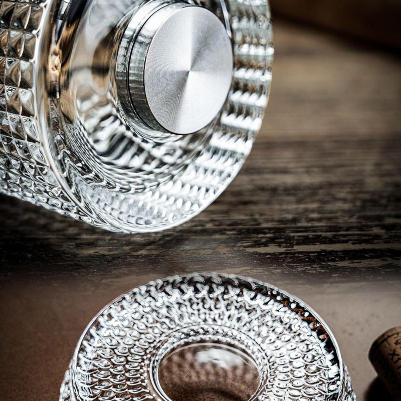 Whiskey Glasses Rotating Whisky Glass with Glass Base 360 Rotate Degrees Crystal Rum Glass for Cocktail Party Drinking