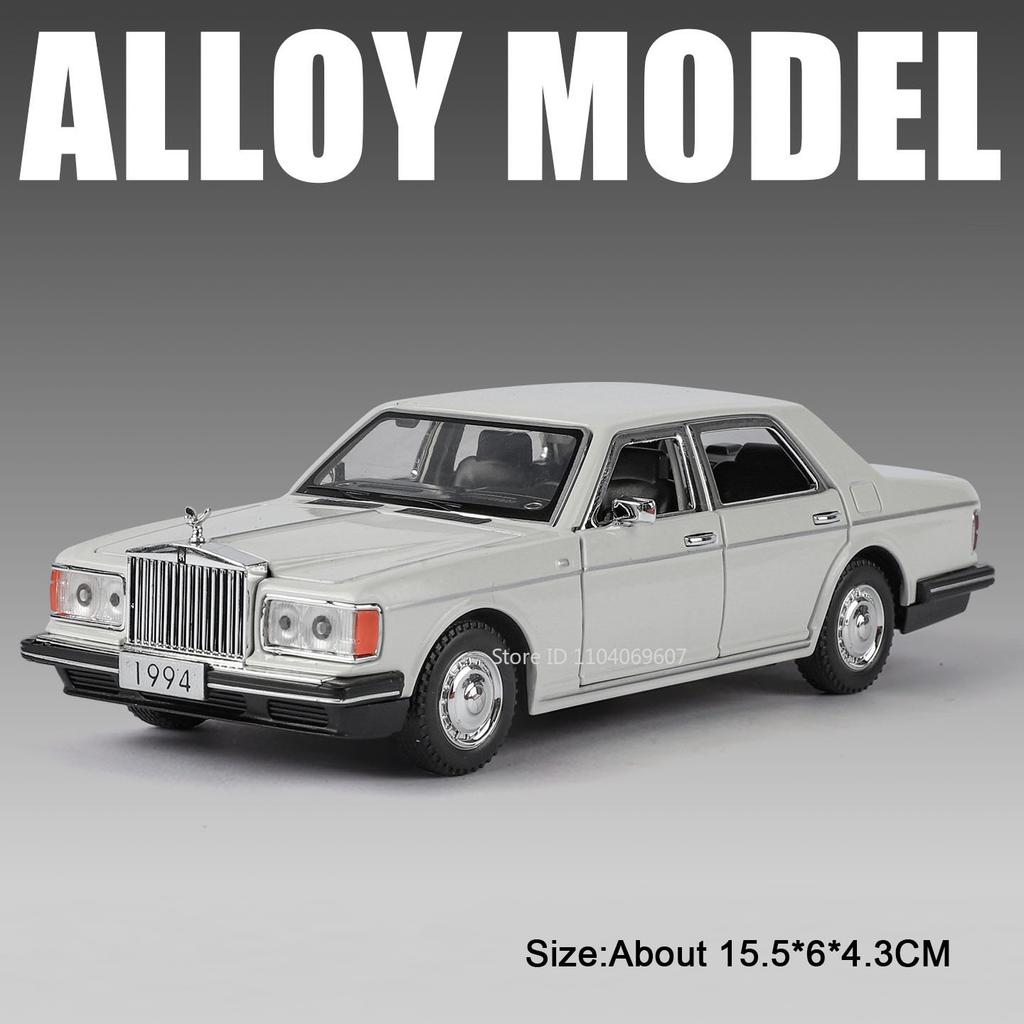 1:32 Model Toy Car Rolls-royce Phantom Silver Spur Alloy Diecast Sound Light Doors Opened Pull Back Simulation Vehicles for Kids