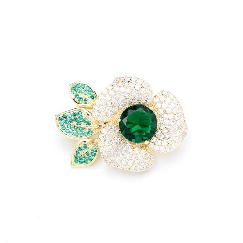 High-end Elegant Sparkling Rhinestones Camellia Brooch For Women Men Luxurious Suit Corsage Pin Office Party Jewelry Accessories