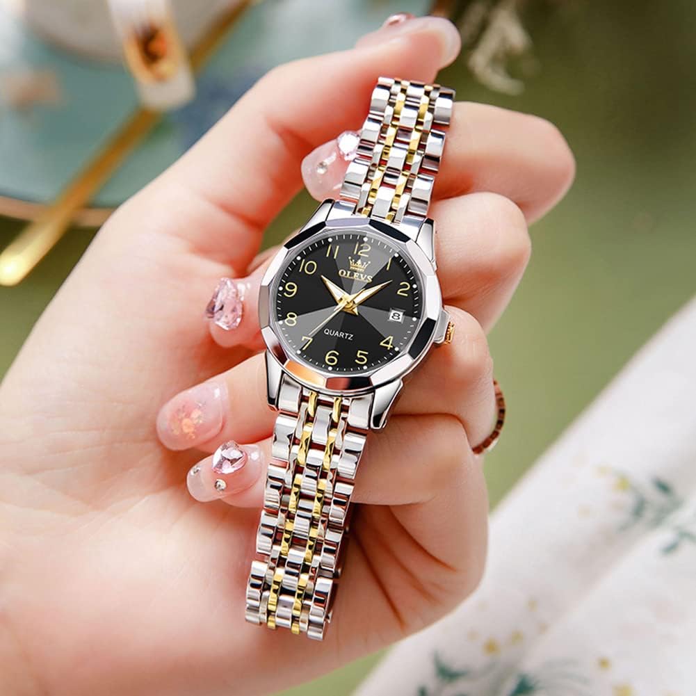 OLEVS Watch Stylish Digital Business Japanese Date Luminous Day White Black Women's - Quartz, Waterproof, Easy-to-Read Dial, Popular, Watch, Movement,