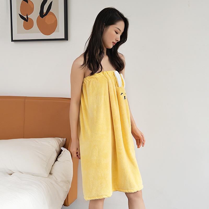 Girls' multi-color cute rabbit bath dresses, super absorbent and quick-drying bath towels on Douyin with magic stickers