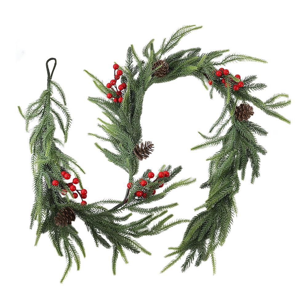 

Christmas vine with red berries and pine needles for wreaths garlands trees and holiday decoration projects 165cm