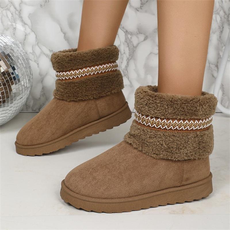 Thick-soled snow boots 22 autumn and winter new heightening and fleece fur integrated high-top large-size cotton shoes