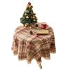 Retro Plaid Tablecloth With Tassel Trim Thick Stain Resistant Cotton Linen Dining Table Living Room Decor