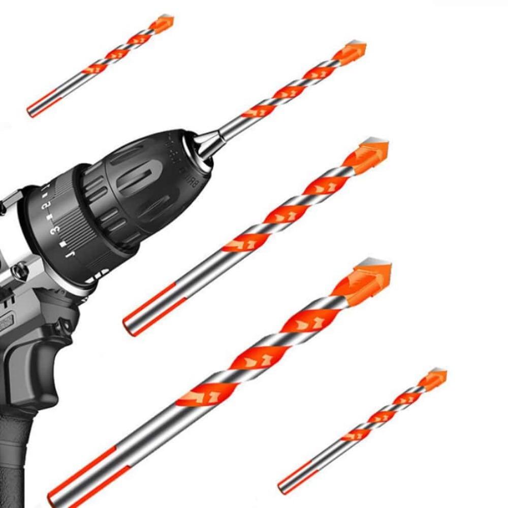 5pcs Drill Bit Set 6/6/8/10/12mm Multifunctional Drill Bit Set for Tile Concrete Brick Glass, Plastic and Wood Tungsten Carbide Tip Tools Set