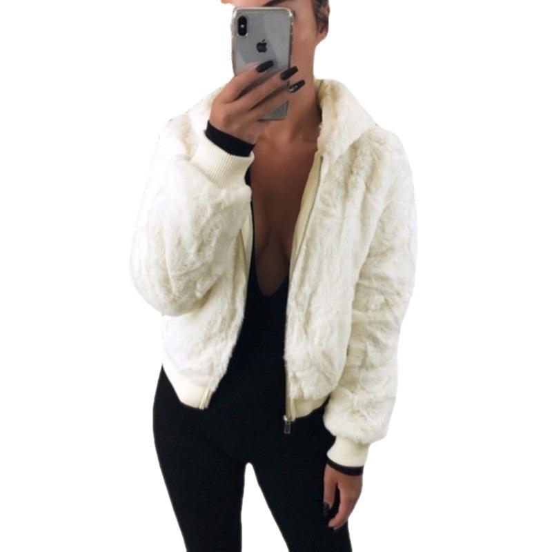 Women's Autumn and Winter Hooded Plush Jacket