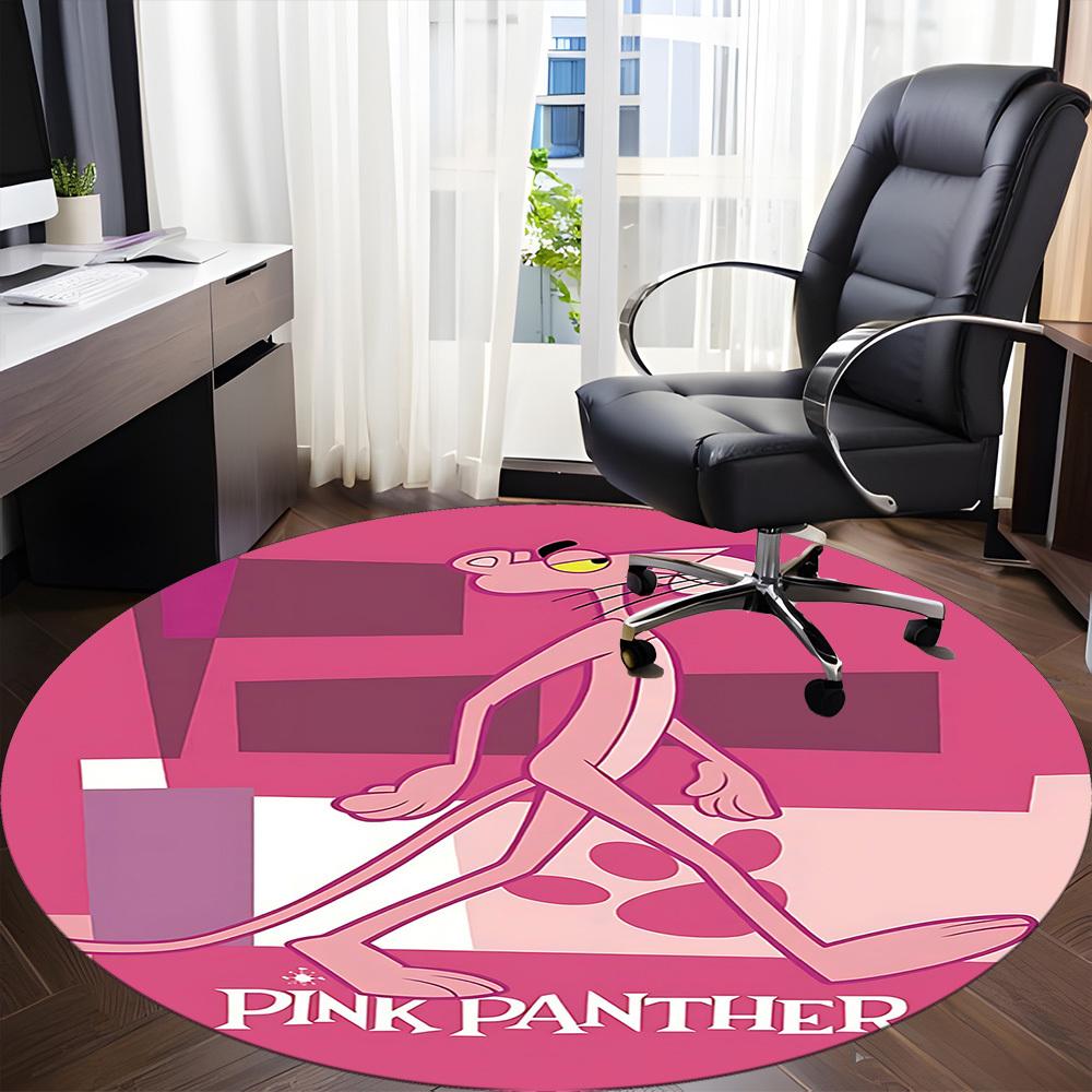1pc Pink Panther Office Round Area Rug, Under Office Chairs Bedroom Living Room Home Decor, Available in Various Sizes1