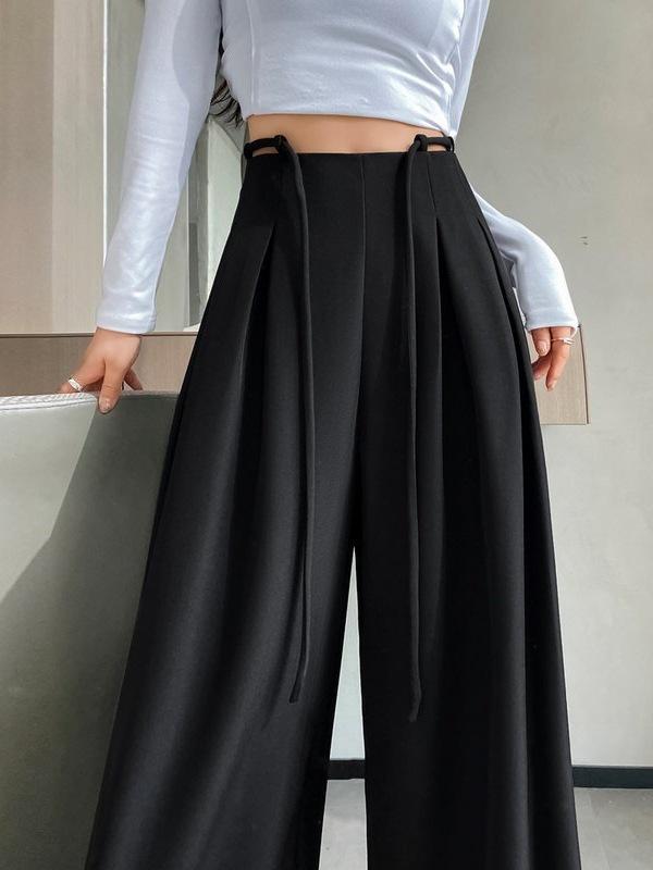 

Spring Women s High-Waisted Wide-Leg Floor-Length Pants S
