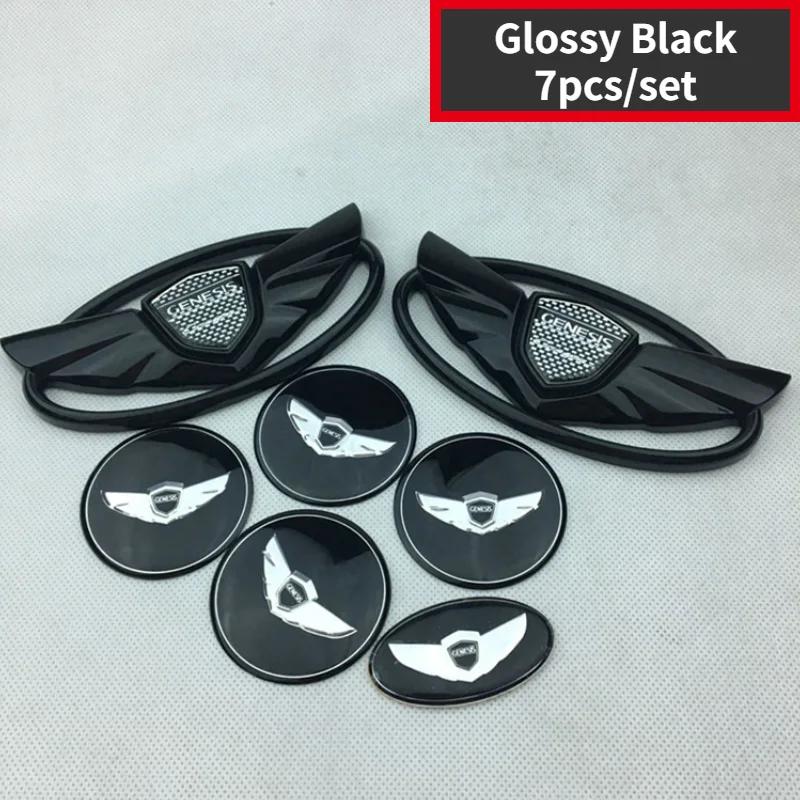 7pcs Car Front Rear Emblem Steering Wheel Sticker Wheel Center Sticker for Hyundai GENESIS Coupe Modified Logo 3D Badge