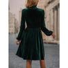 Women's Autumn and Winter Bubble Sleeve Velvet Dresses