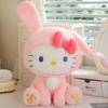 Official Sanrio Hello Kitty Bunny Costume Plush Animals Toy Kawaii Squishy Stuffed Doll With Bow For Girls Fans Birthday Gift