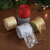 Decorative Mesh Ribbon Featuring Wired Edge Satin Organza and Sparkling Sequins for Holiday Crafts and Displays