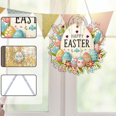 Easter 2D Flat DIY Acrylic Special Shape Diamond Painting Hanging Pendant Diamond Art Pendant Home Decor