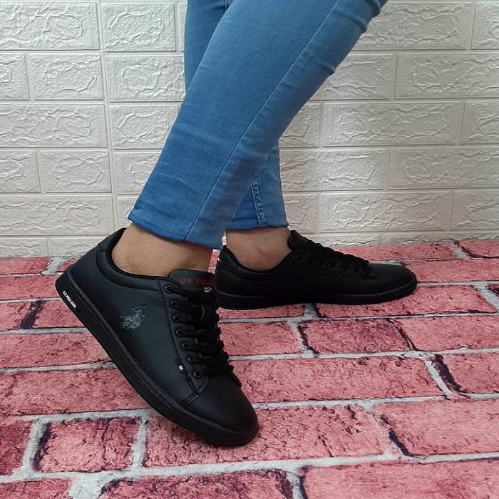 U.S.Polo Franco Black Flat Sole Sneaker Womens Mens Sneakers