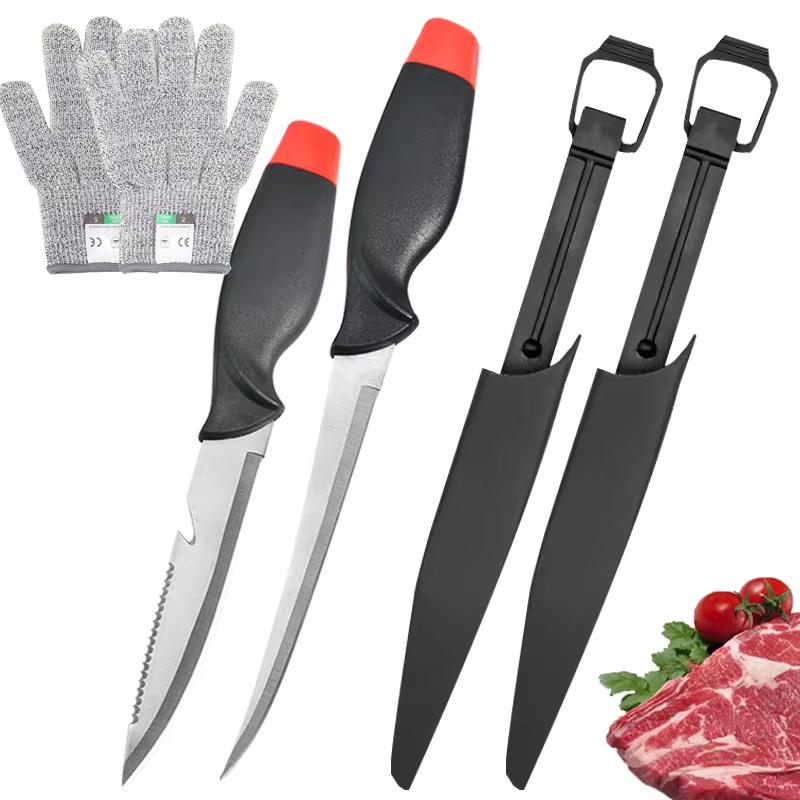 

Нож для разделки рыбы из нержавеющей стали, многофункциональные кухонные ножи для разделки рыбы, острый нож для разделки мяса с перчатками