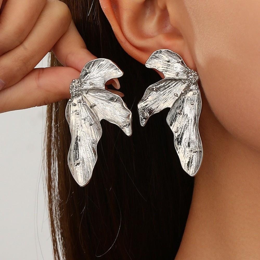 Gold Color Metal Geometric Earrings Personality Fashion Jewelry Gift Leaf Earrings  Holiday