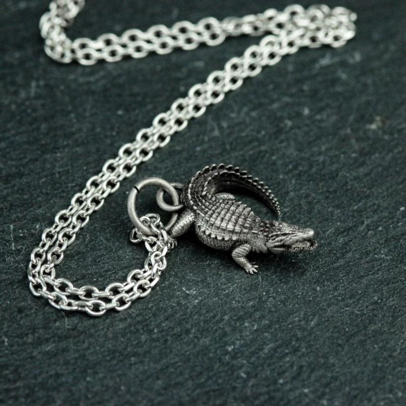 Crocodile Retro Style Animal Jewelry Pendant Alloy Chain Men Decoration Women