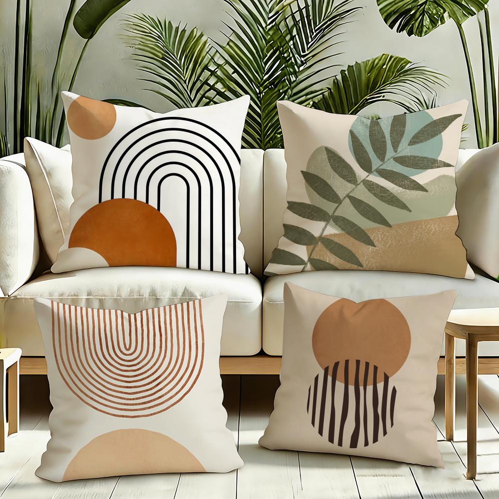 Boho Matisse Coral Lines Cushion Cover Reversible Plush Pillow Cover Soft Fluffy Home Decor for Sofa Bedroom