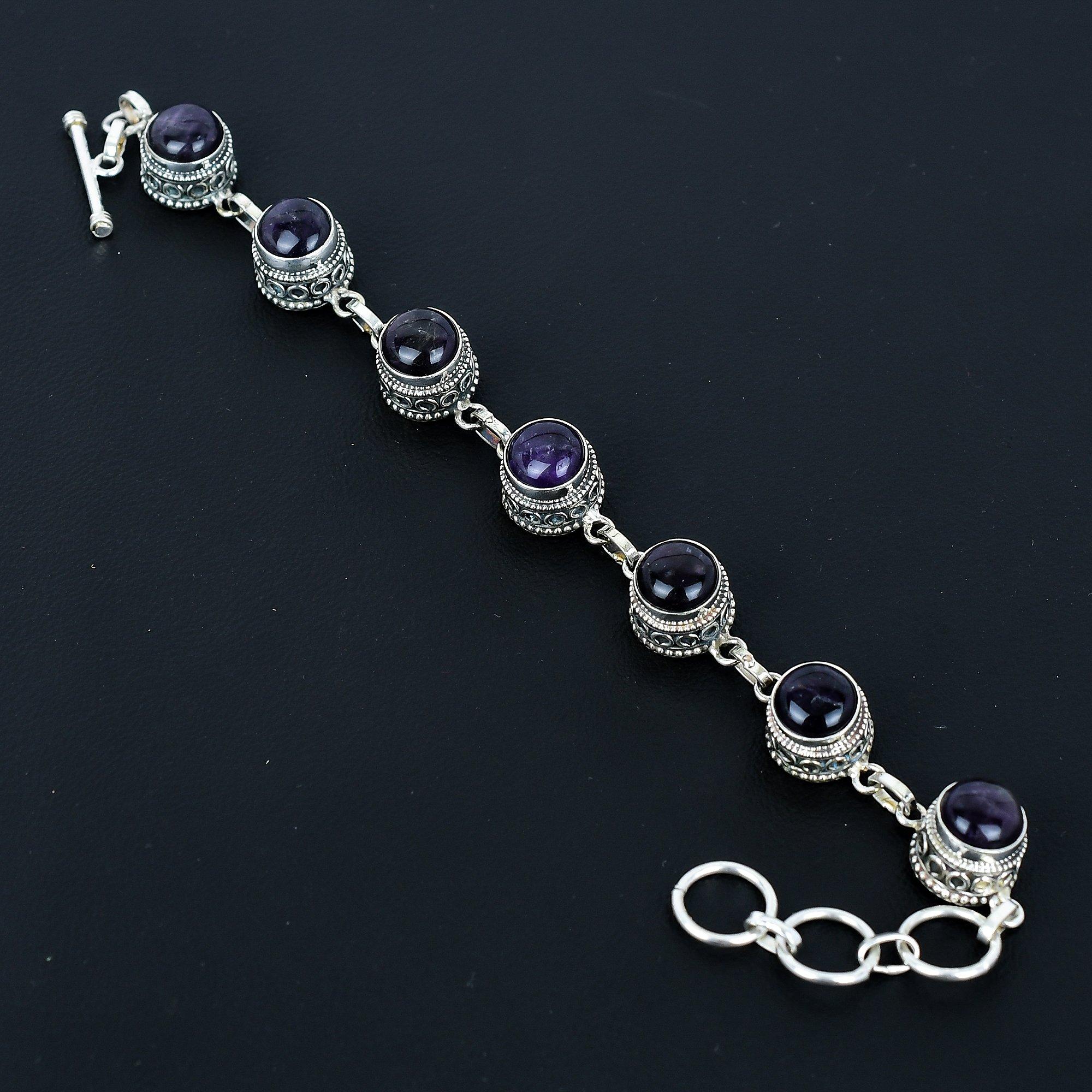 

Натуральный аметистовый браслет Браслет из стерлингового серебра 925 пробы Браслет с регулируемой цепочкой Браслет ручной работы в стиле бохо Украшения с аметистом Подарки на помолвку 8 фиолетовый