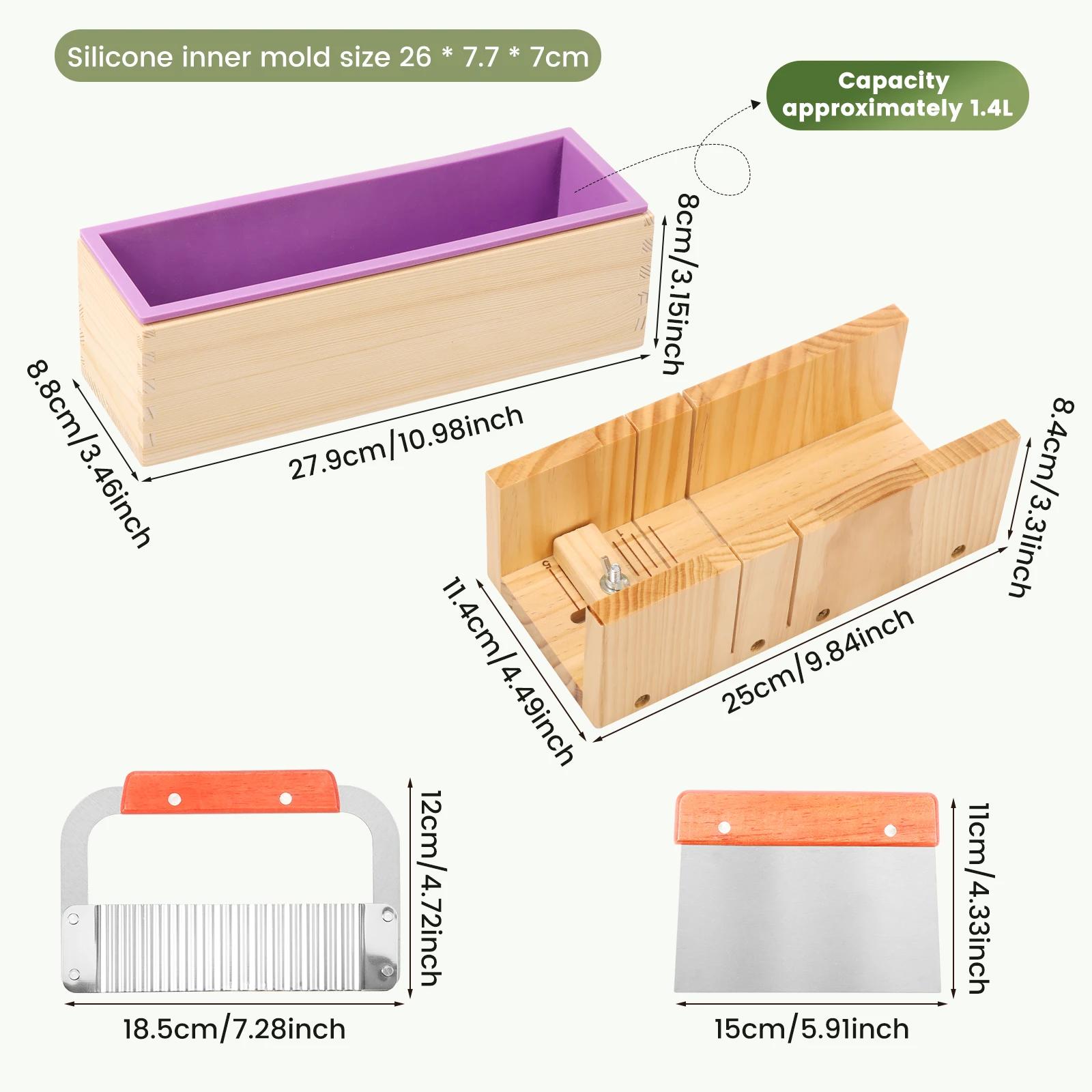 

Soap Making Kit Soap Crafting Set with Wooden Mould Stainless Steel Wave and Straight Cutter Multipurpose for Bread Dessert