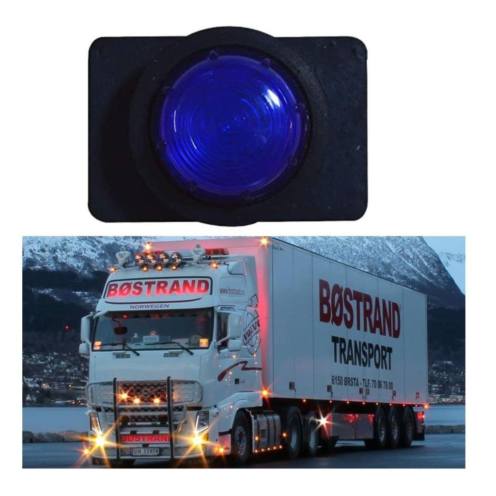 Pair of Position Marker Lamps with Bulbs – Stalk Side Marker Light – Blue 24V– Compatible with Truck, Trailer & Buses