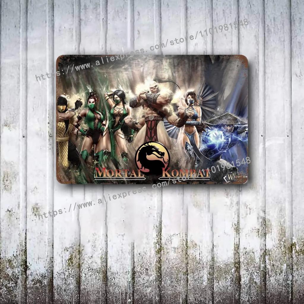 Mortal Kombat Iconic HD Plakat Plakat Vintage Tin Sign Metal Sign Dekoracyjna tabliczka do Pub Bar Man Cave Club Dekoracja ścienna