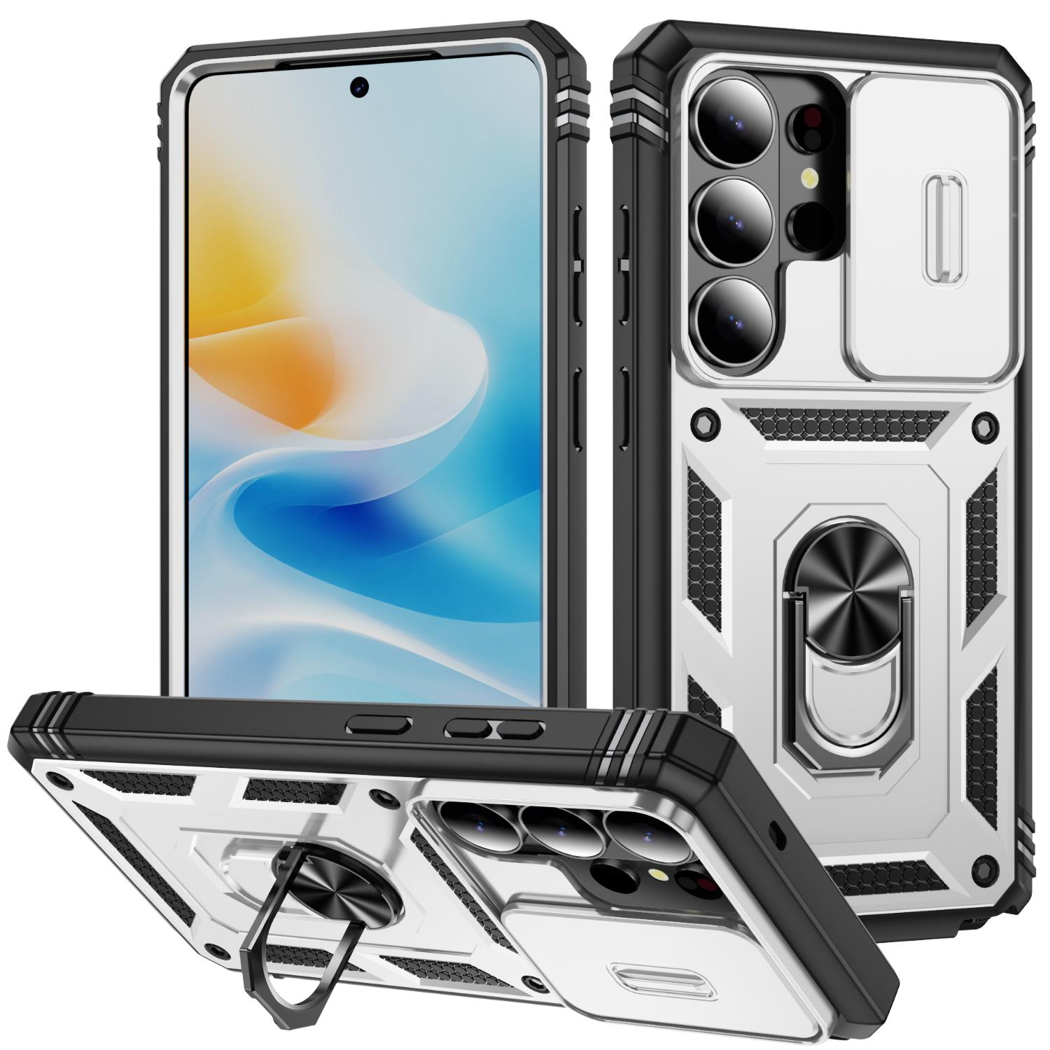 

Shockproof Case for Samsung Galaxy S26 Ultra, Slide Camera Cover, 360° Rotating Ring Kickstand, Hard PC+TPU Military Grade Protective Phone Cover For Samsung Galaxy S26 Ultra белый