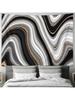 Black  White Marble Wave Tapestry Chic Living Room Backdrop