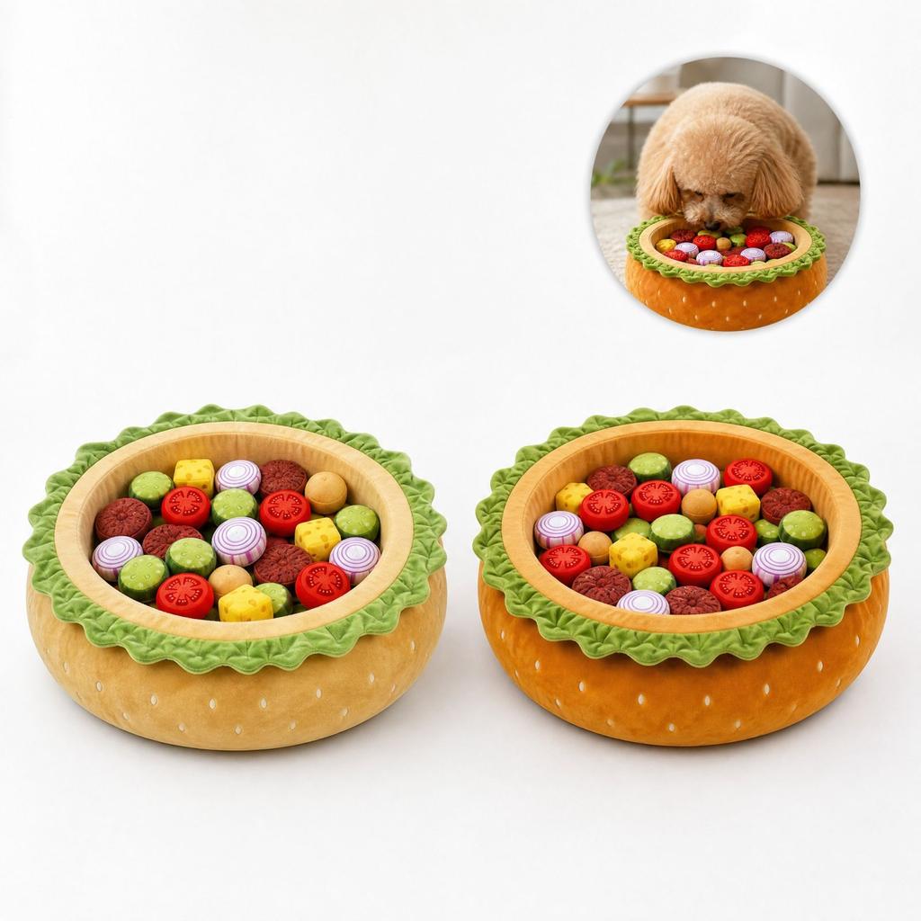 Small Pet Ball Bed with Design - Soft Cotton Cuddler for Cats, Small Dogs and