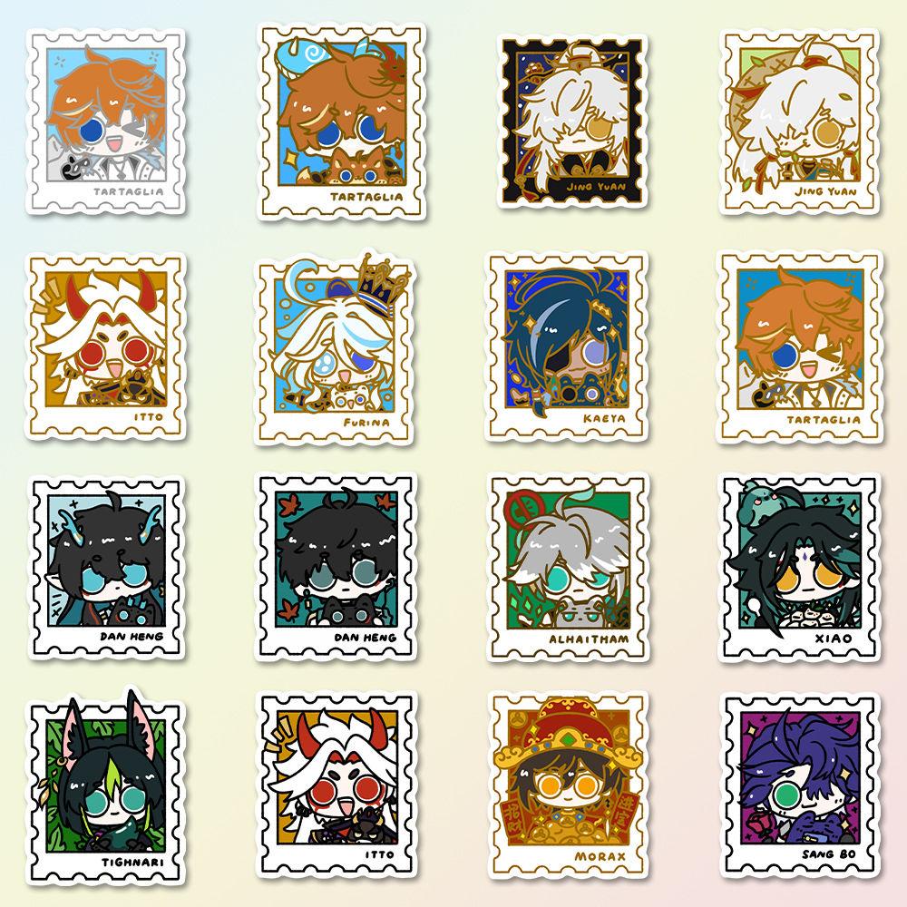 48PCS popular cute stickers featuring HSR (Honkai: Star Rail) and Genshin Impact, high-quality anime-style small stamps for DIY decals