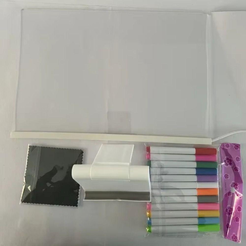 Colorful 7 Pens Acrylic Glowing Message Board Desktop Illuminated Wordpad  Kids Birthday Gift