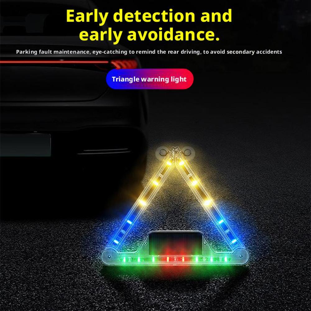 Solární napájený výstražný trojúhelník pro bezpečnost auta, blikající světlo, vybavení, motocykl, hrdina, varování, nouzové příslušenství, LED L E1S5