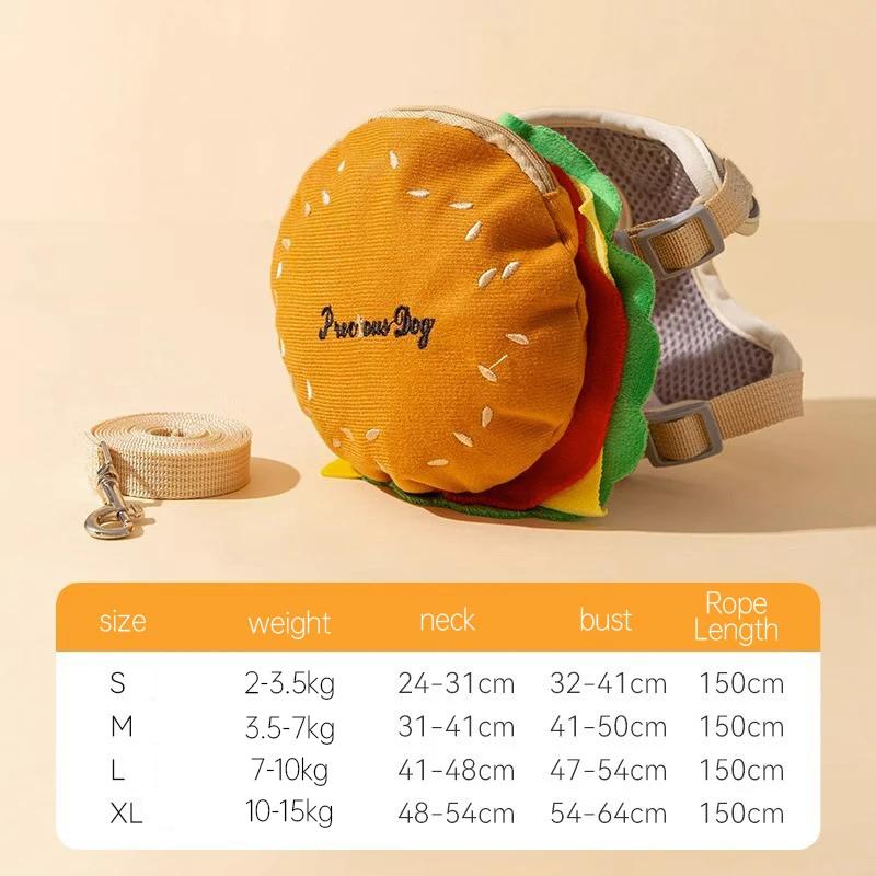 

Сумка-гамбургер, комплект шлейки для собак, украшение на открытом воздухе, маленький, средний, поводок для щенков и кошек, прочный полиэстер, анти-потеряшка, аксессуары для прогулок с домашними животными M