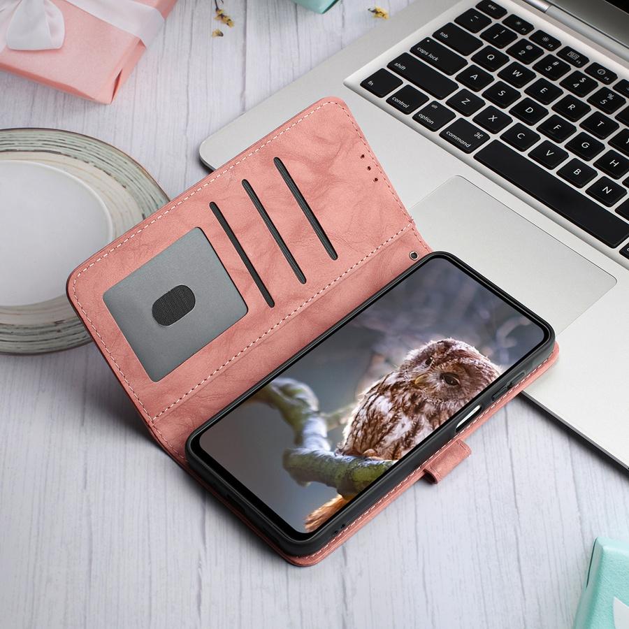 Embossed Owl Phone Case for Xiaomi Redmi Note 14 14S 13 12 12S 11 10 Redmi 14C 13C 12 12C 10C 9C Wrist Strap Wallet Case for Poco C75 C61 M7 X6