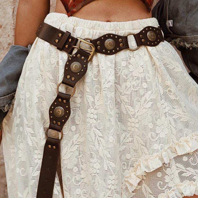 Western Cowboy Pu Leather Belt With Metal Buckle For Men And Women Casual Wear