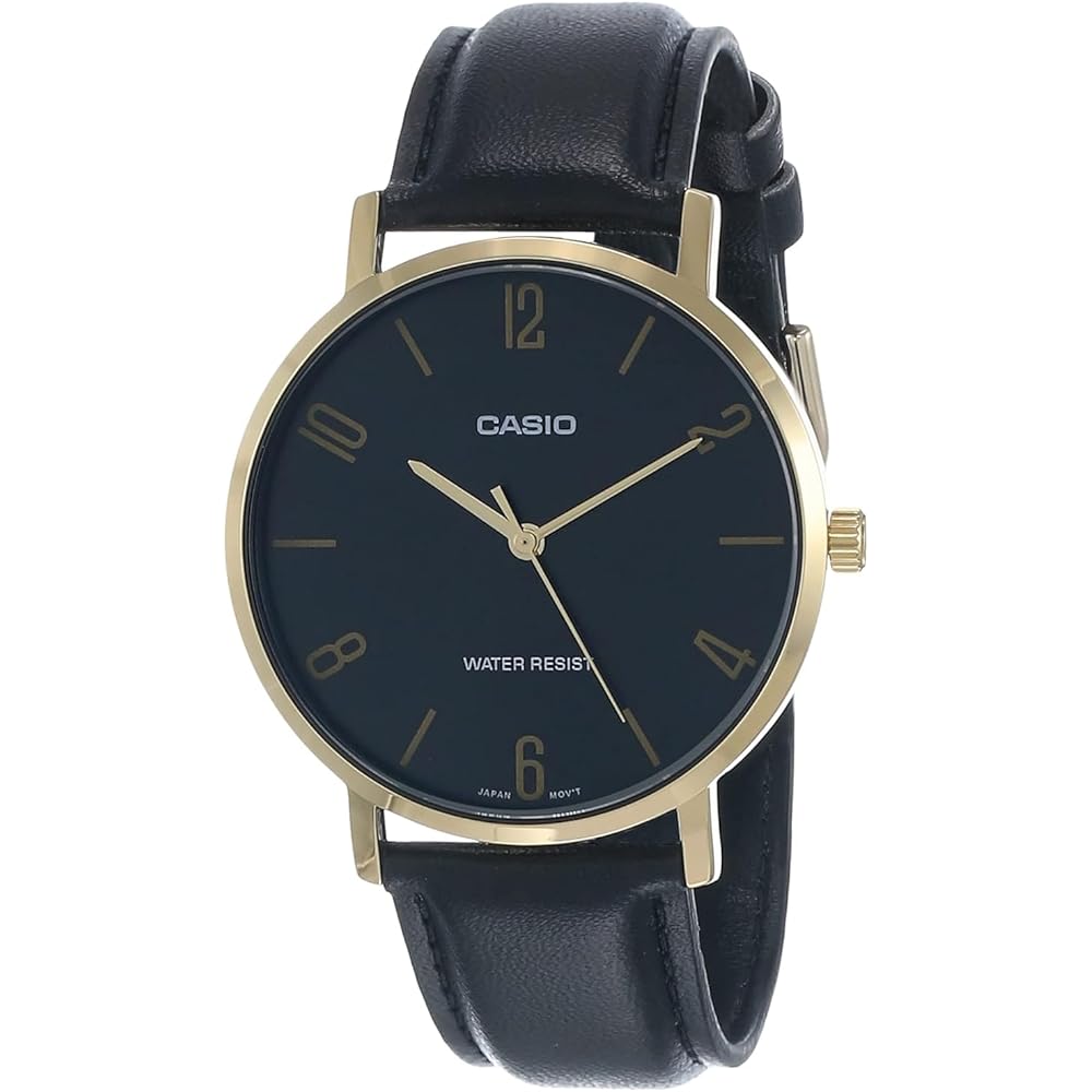 Casio Analog Watch Black Leather 46x40x8.2mm Quartz Movement
