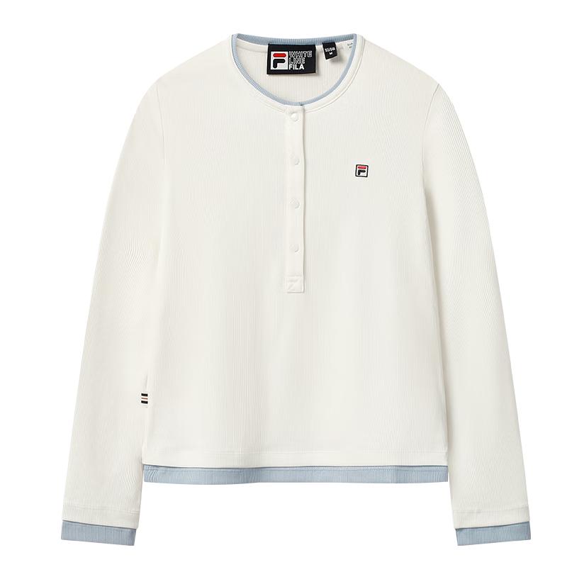 Fila Women's Faux Two-Piece Slim Fit Knit Henley Shirt