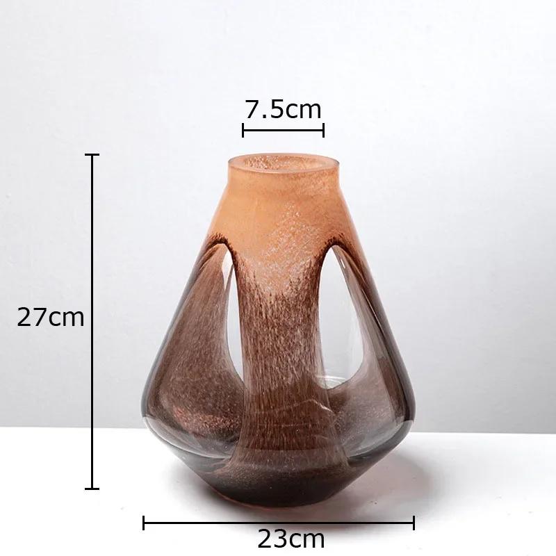 

Прозрачная двухцветная стеклянная ваза, гидропонный цветочный горшок, украшение для стола, цветочная композиция, флористические вазы, эстетический декор комнаты