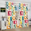 2pcs Retro Geometric Star Printed Curtains, Designed for Light Filtering, Quality Material, Ideal for Mid-Century Modern Home Wi