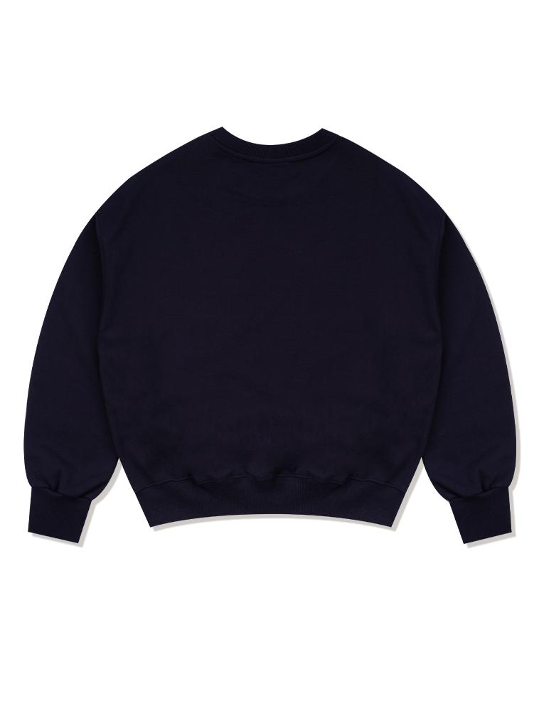 LA MAISON STUDIO Women'S Crop Classic Logo Bearfriends Heavy Terry Sweatshirt Navy (Fcd3Ts706W)