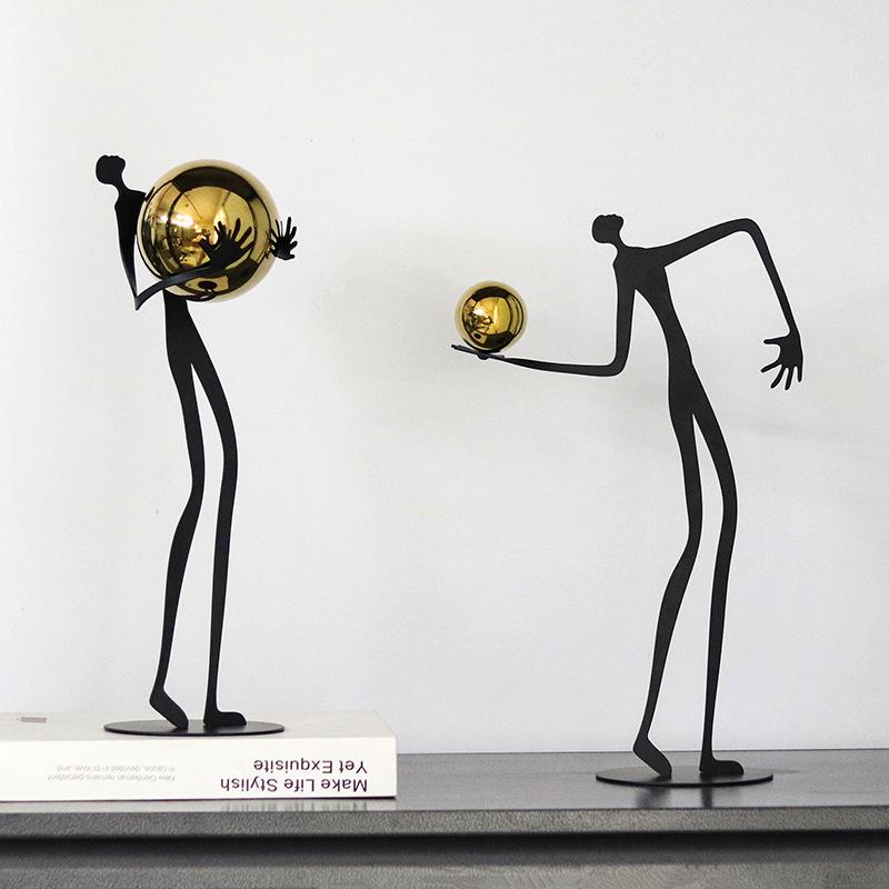 Elegant Ball-Holding Figure Sculpture Decorative Ornament for Room or Hotel