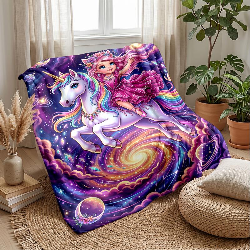 Rainbow Unicorn and Flowers Theme blanket Lightweight Warm Flannel Blanket Decorative Throw Blanket for Home Decoration
