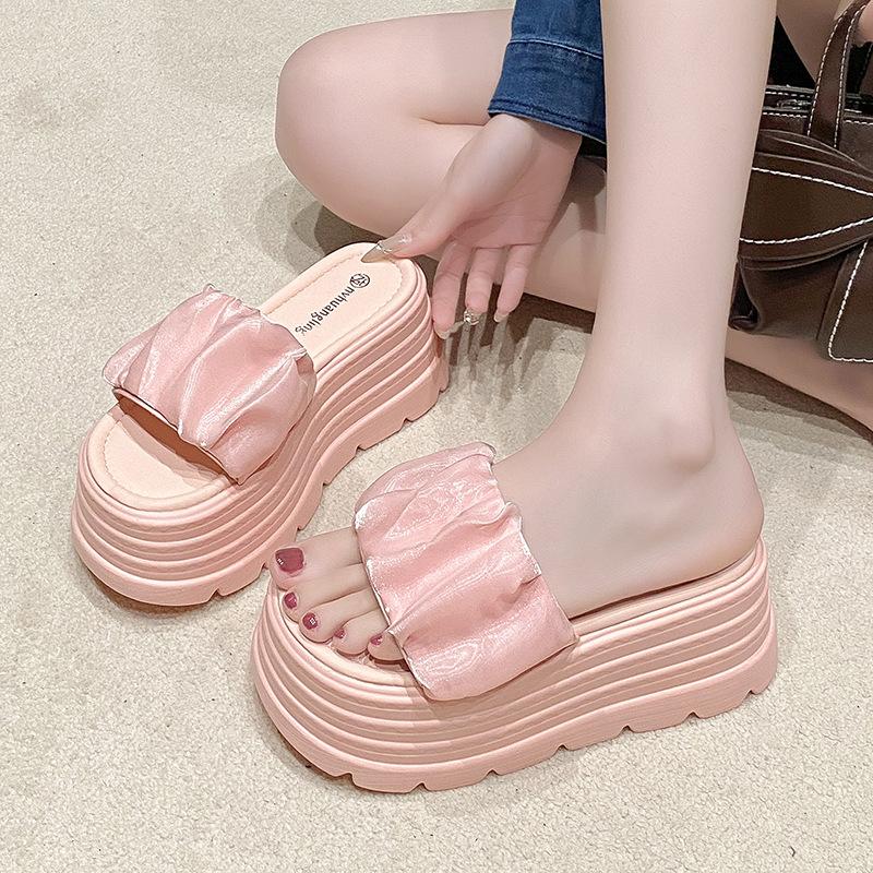 Fashion Fashion Thick-Soled Slippers For Womens Outer Wear 2025 Summer New Korean Version Thick-Soled 9CM High-Heeled Sandals For Women