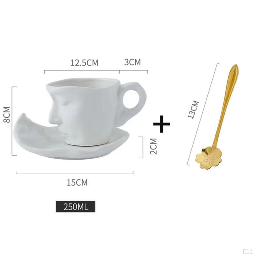 Zestaw naczyń 3D z ludzką twarzą, filiżanka do herbaty i spodek, filiżanki do espresso, sok, woda do gorących/zimnych napojów