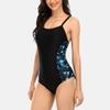 CHARMLEAKS Traje de baño deportivo de una pieza con espalda cruzada para mujer, traje de baño de entrenamiento