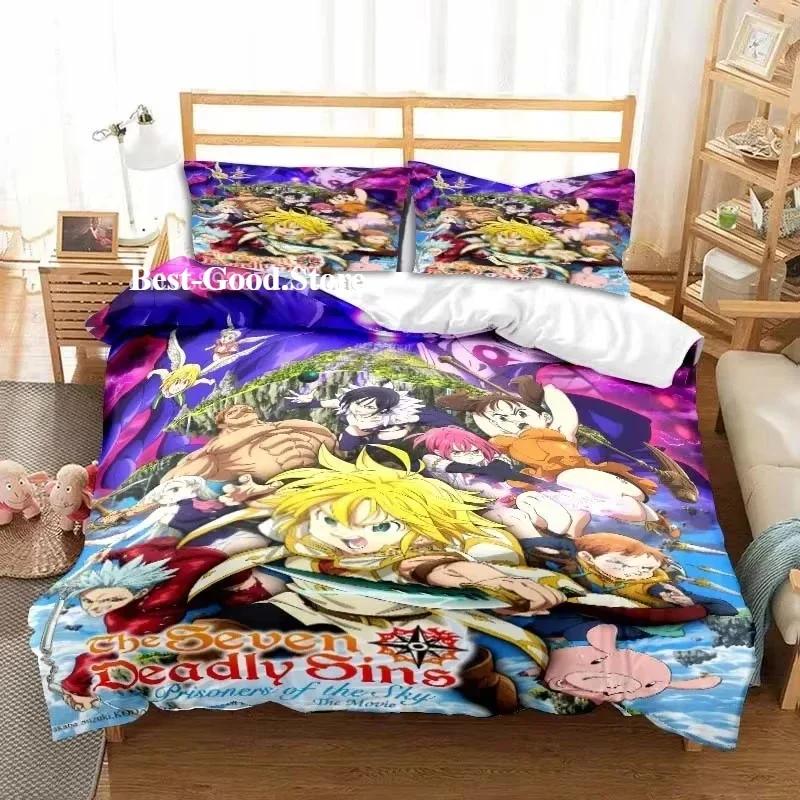 Nouvel Anime Les Sept Péchés Capitaux Al Saison Ensemble Lit Jumeau Ensemble de Linge de Lit Imprimé Avec Taie d'Oreiller Lit Doux Housse de Couette Douce Simple Double