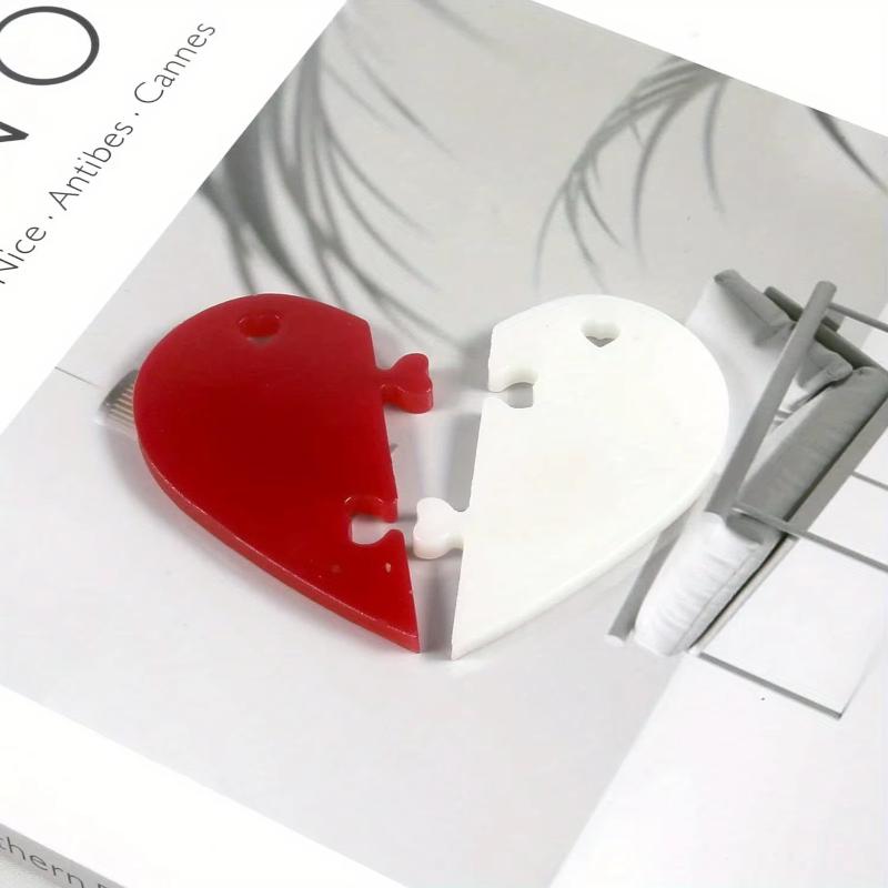 3Pcs Silicone Heart Puzzle Key Chain Mold Couple Pendant Resin Casting DIY Jewelry Making Mold with Hole Lover Puzzle