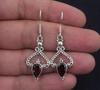 Solid 925 Sterling Silver Garnet Gemstone Earrings Bohemian Earrings Gift For Her Charm Jewelry