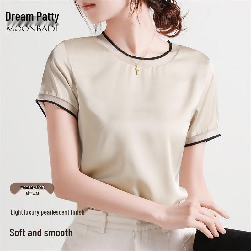 Women s Luxury Satin Short-Sleeve Top M