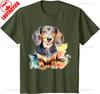 Aesthetic Watercolor Dachshund TShirt Unisex Unisex Summer Cotton Printed TShirt Casual Streetwear Clothes Camisetas Tops Tee